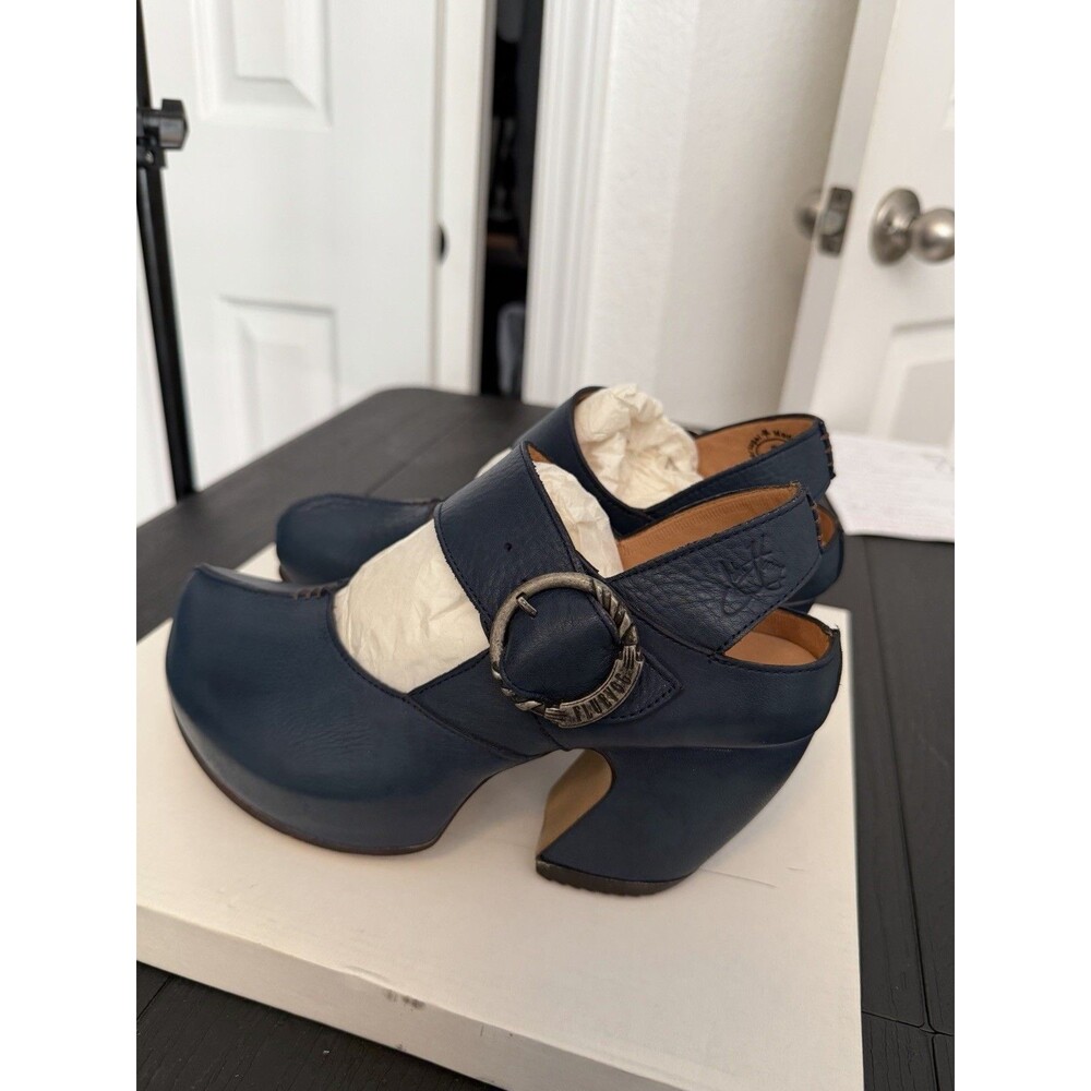John Fluevog Guide Mary Jane Blue Leather Platform Heels Women’s 8 EUC Box - Picture 4 of 11